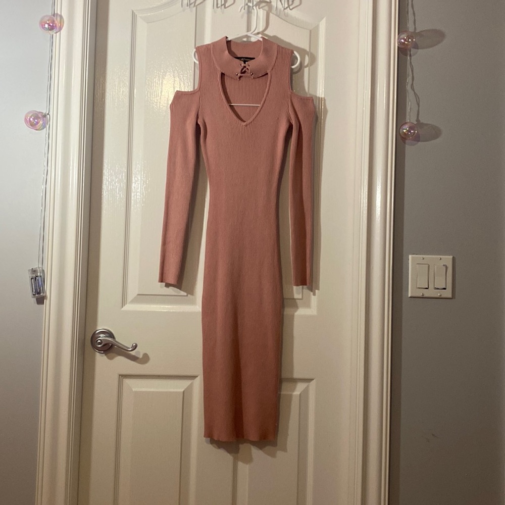 Almost Famous size Small Pale Pink Long Sleeve Fitted Dress